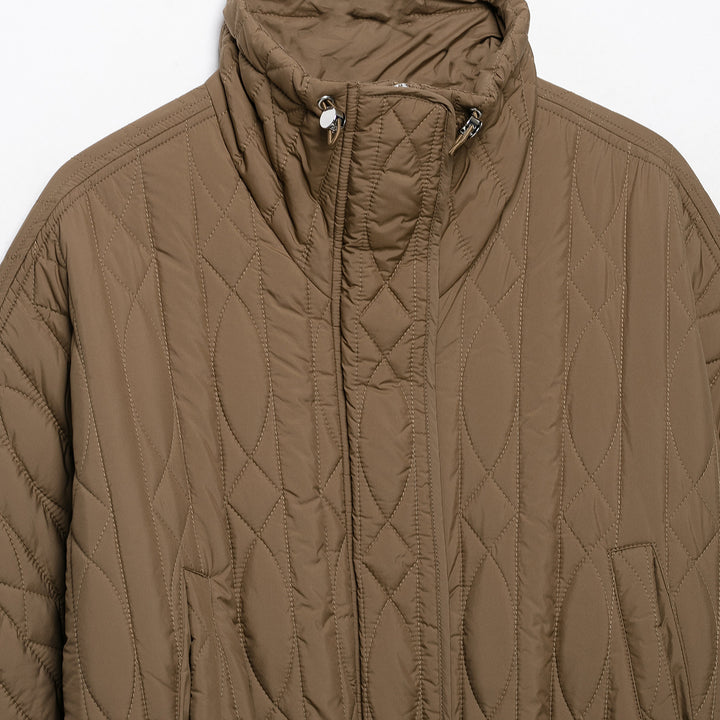Women's short padded jacket with high stand collar, drawstring waist and oversized sleeves Amarae