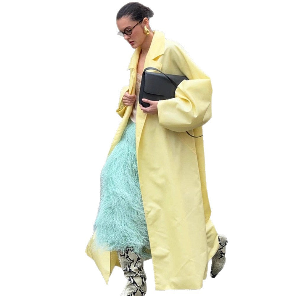 Ladies Maxilength Oversize Coat in Cocoon Cut with Concealed Button Placket Amarae