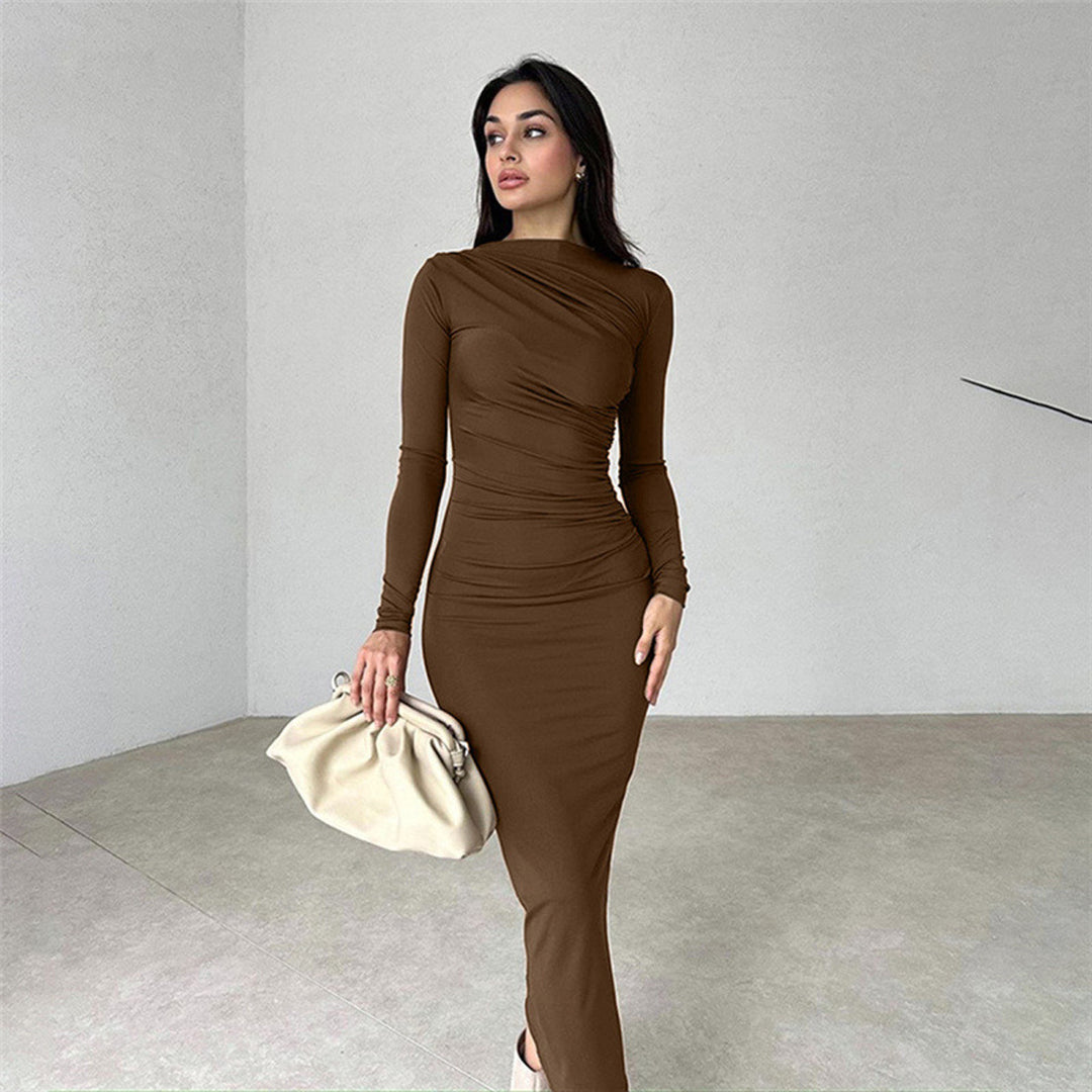 Ladies Elegant Wrap Dress with Long Sleeves and Fitted Cut Lune London