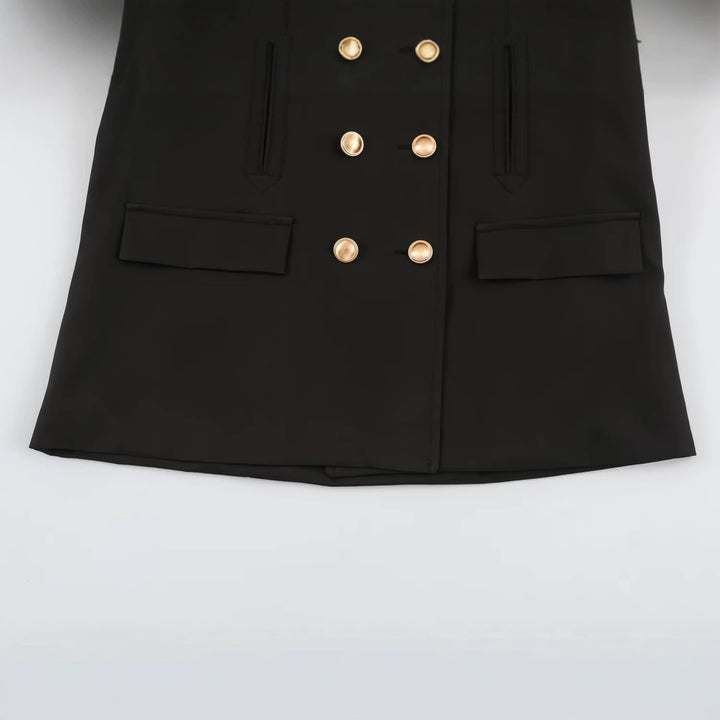 Women's Double-Breasted Short Jacket with Faux Fur Sleeves Amarae