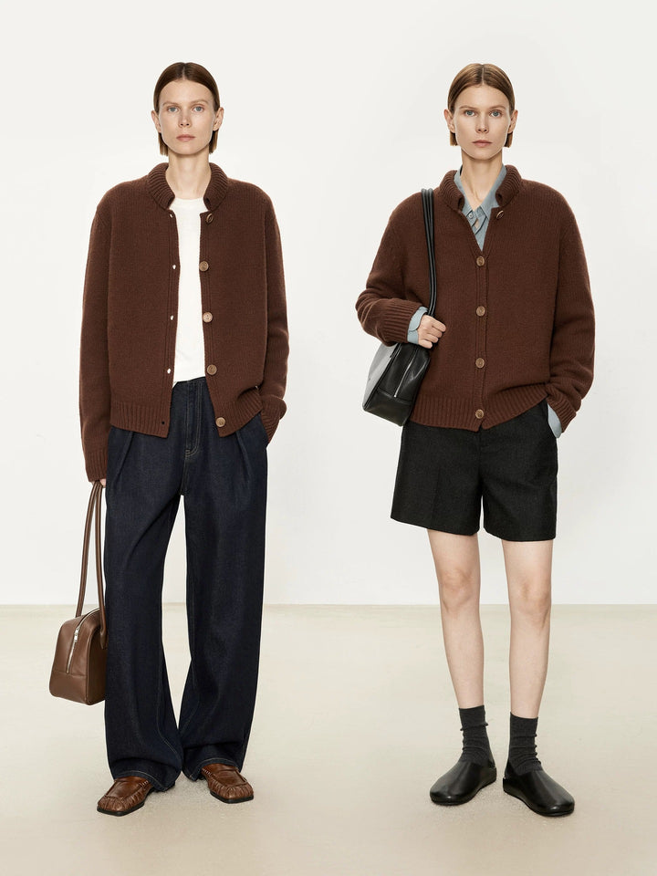 Ladies' knitted jacket with an elegant collar and practical pockets Lune London