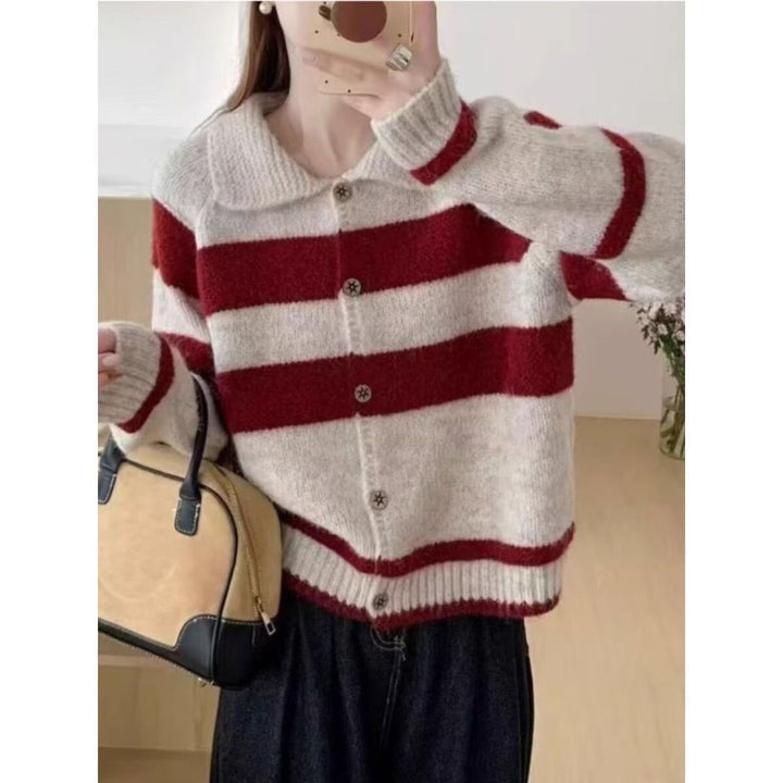 Cardigan Confortable pour Femmes avec Rayures Vintage Chic & Stil