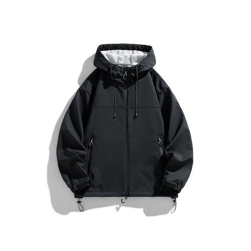 Functional outdoor windbreaker jacket for men with adjustable hood Amarae