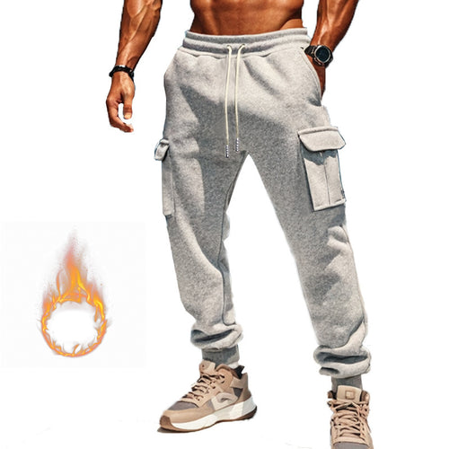 Men's cargo joggers with practical side pockets and elastic waistband. Chic and stylish.