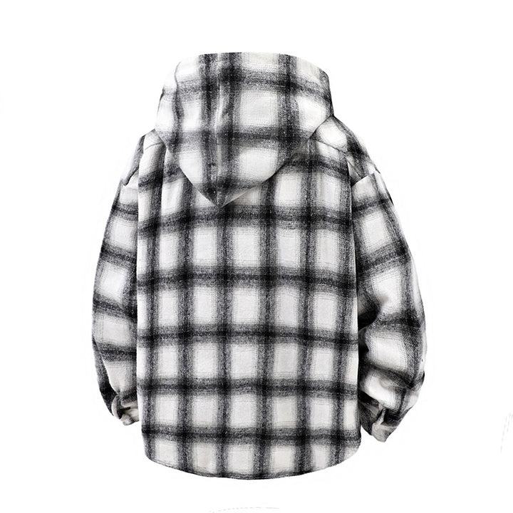 Men's casual checked hoodie with button design Lune London