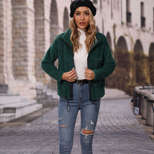 Fleece jacket for women with high collar and practical zip pockets Amarae