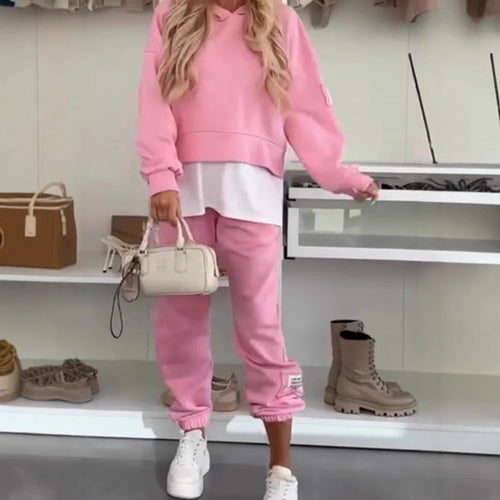 Ensemble de hoodie décontracté pour femme avec taille élastique et manches volumineuses Chic & Stil