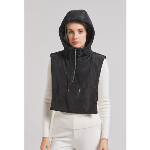 Hooded vest for women with high collar and adjustable hem Amarae