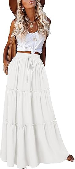 Jupe maxi aérienne pour femmes avec détails de volants Chic & Stil