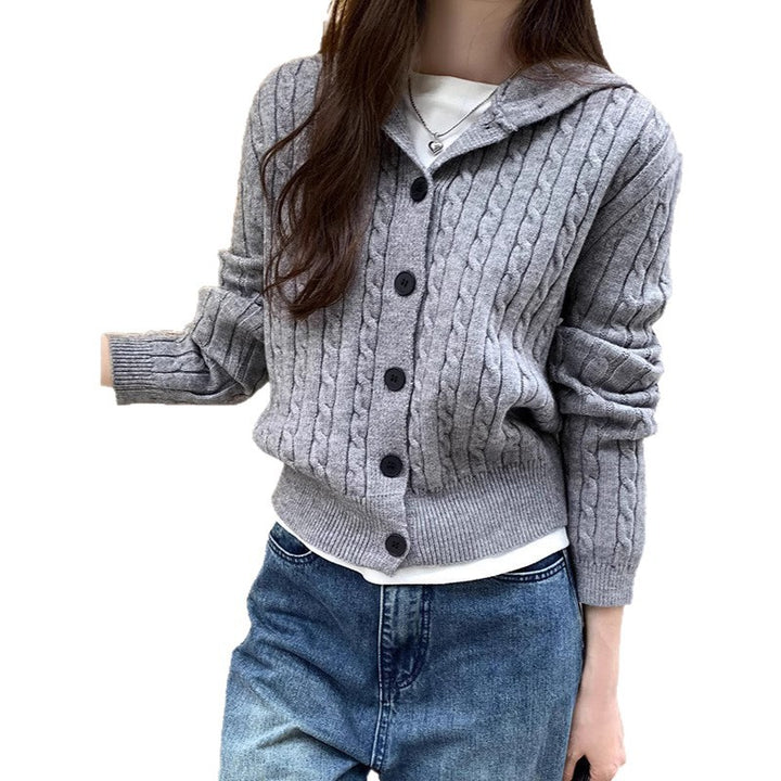 Cardigan en tricot pour femmes avec capuche et design en cable Chic & Stil
