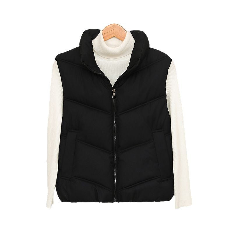 Ladies padded gilet with high collar and practical front pockets Amarae
