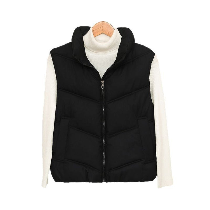 Ladies padded gilet with high collar and practical front pockets Amarae
