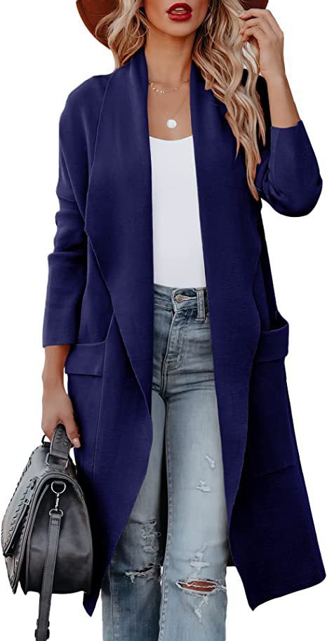 Ladies trendy long sleeve cardigan with practical pockets Lune London