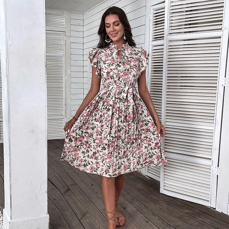Elegant floral wrap dress for women with adjustable waist Lune London