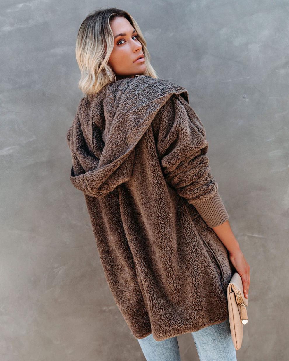 Women Hooded Cozy Jacket in Soft Material Lune London