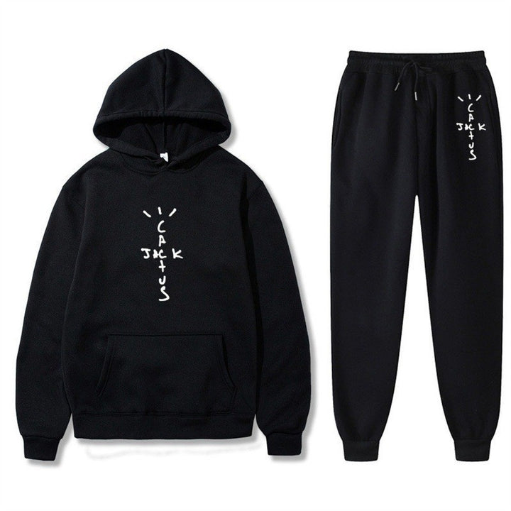 Ladies Hoodie and Jogging Pants Set with Creative Lettering Chic & Stil