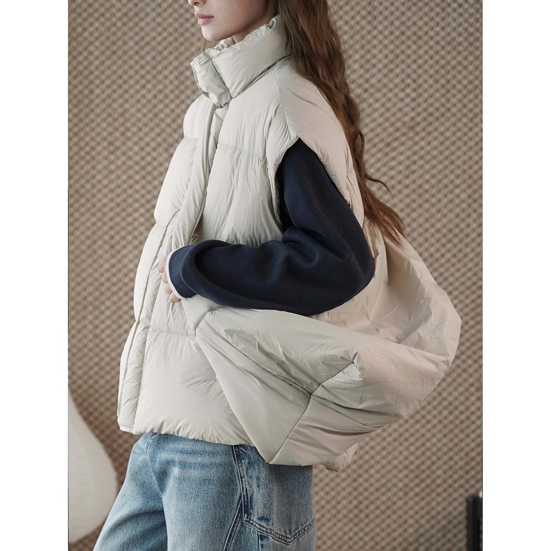 Women's Padded Quilted Vest with Overlapping Shawl Collar Amarae