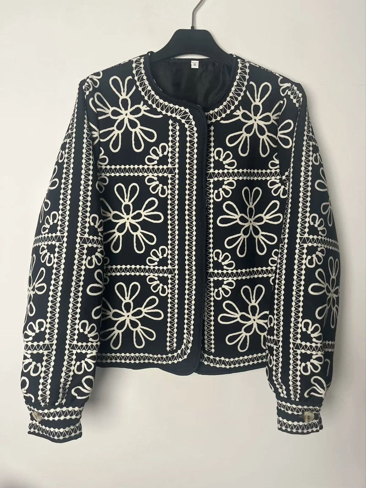 Embroidered women's jacket with a floral design and a modern cut Lune London
