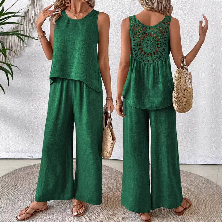 Women's airy summer set with crocheted back and loose fit Lune London