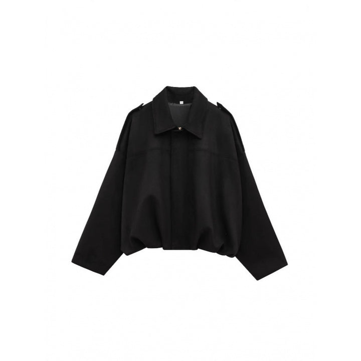 Trendy oversized jacket for women with hidden belt and chic shoulder details