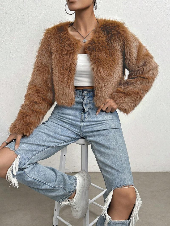 Ladies Short Plush Jacket Amarae