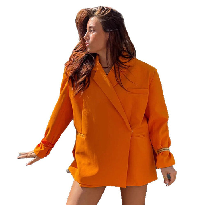 Women's oversized blazer with boxy silhouette, concealed closure and flap pockets Amarae
