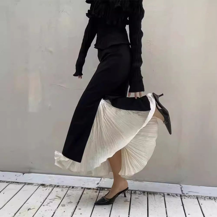 Jupe maxi élégante pour femme avec fentes latérales et look superposé Chic & Stil