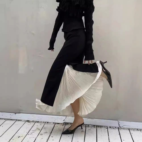 Jupe maxi élégante pour femme avec fentes latérales et look superposé Chic & Stil