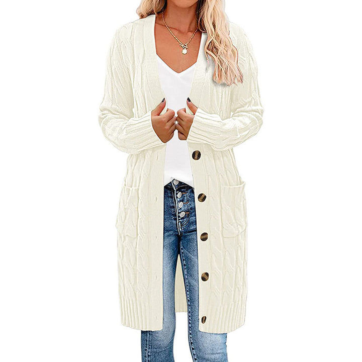 Women’s chunky knit cardigan with pockets and button detail Lune London