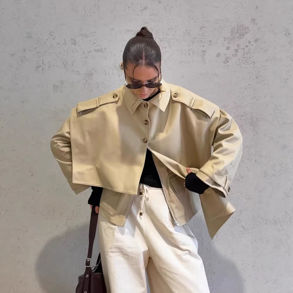 Women's short-cut oversized shoulder jacket with epaulettes Amarae