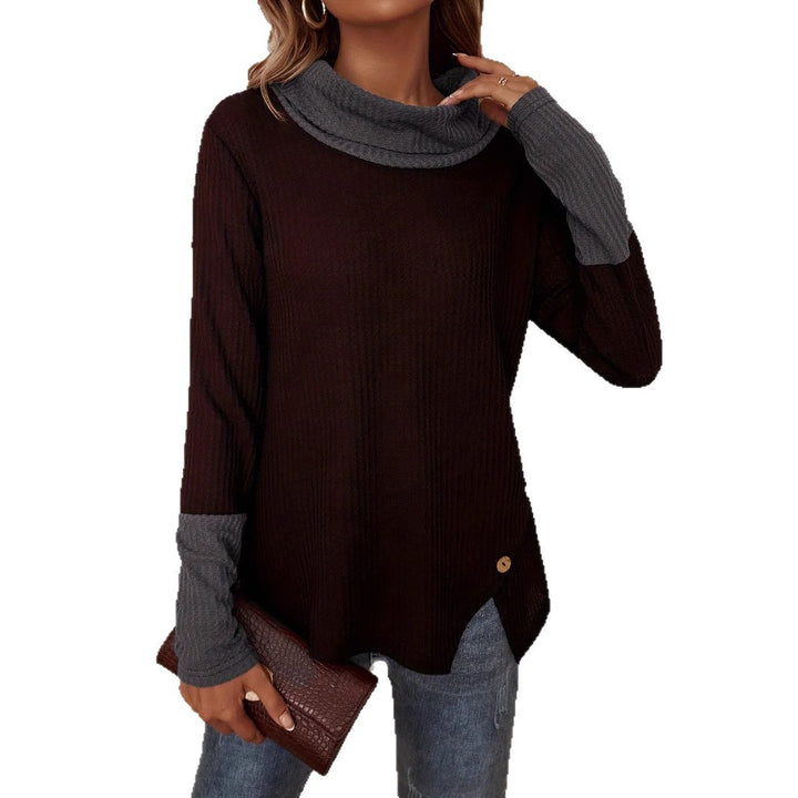 Woman Trendy top with asymmetrical hem and chic collar Lune London