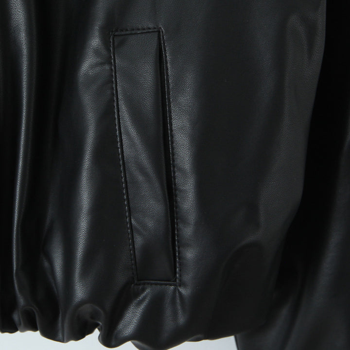 Cropped casual chic synthetic leather biker jacket for women Lune London