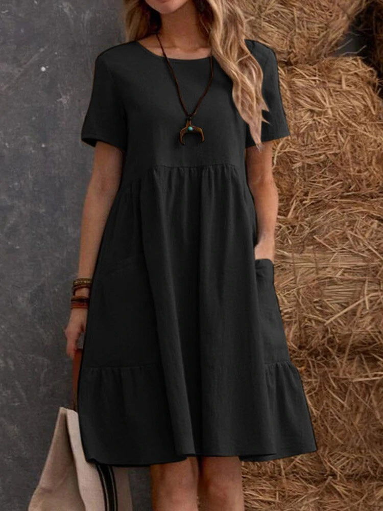 Casual summer dress for women with pockets and ruffles Lune London