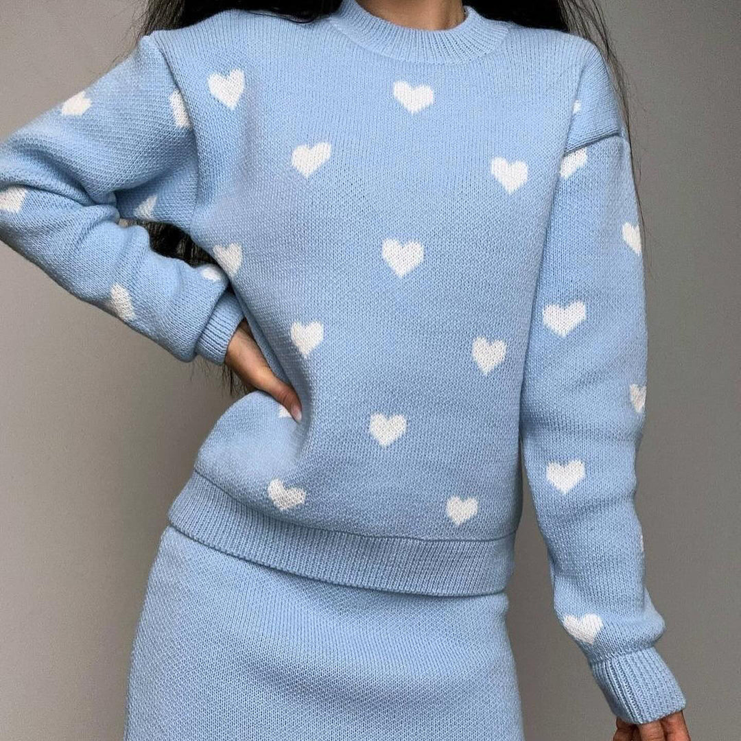 Casual knitted sweater for women with heart pattern Lune London