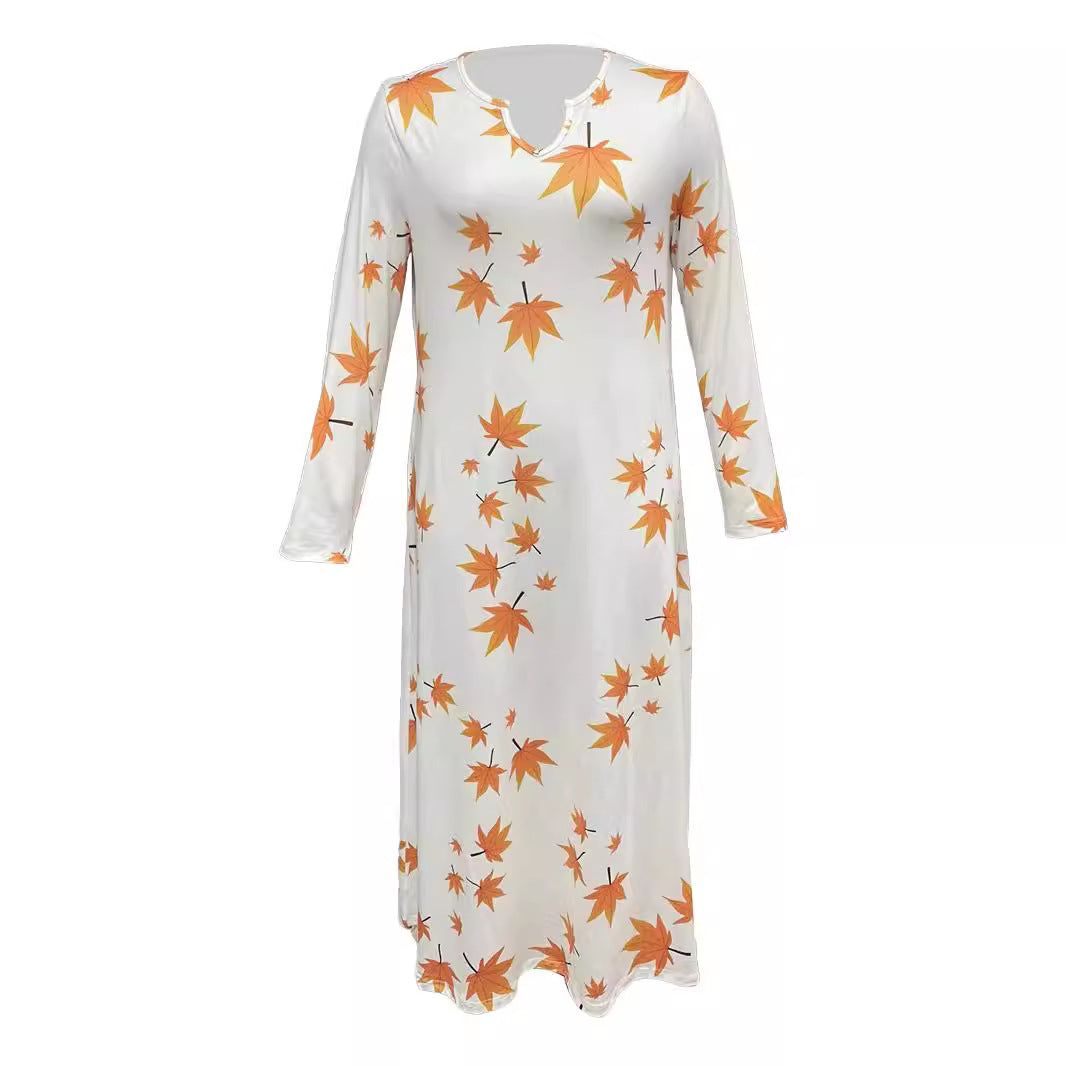 Maxi dress for women with V-neck and floral print Lune London