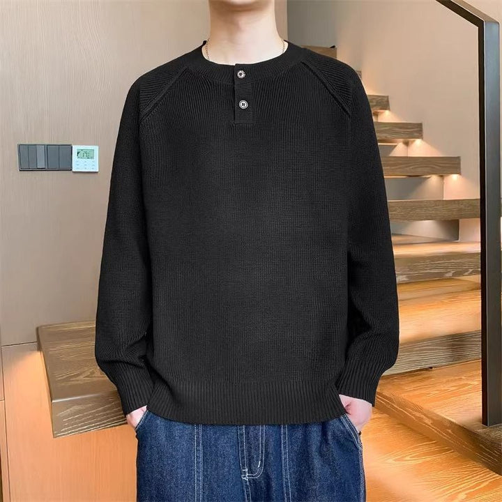 Knit sweater for men with convertible collar and high-quality texture Lune London