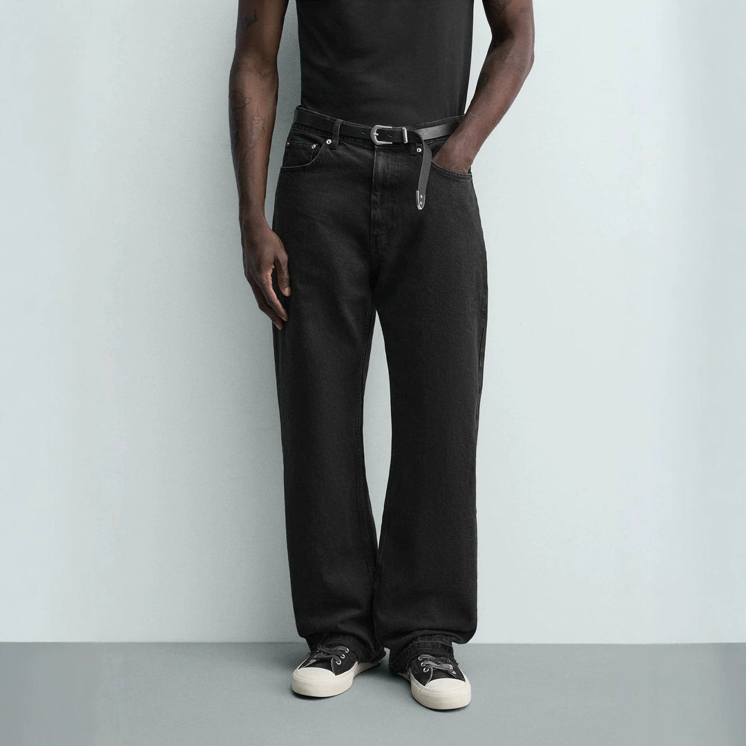 Men's straight-cut jeans with a high rise and vintage-washed effect Amarae