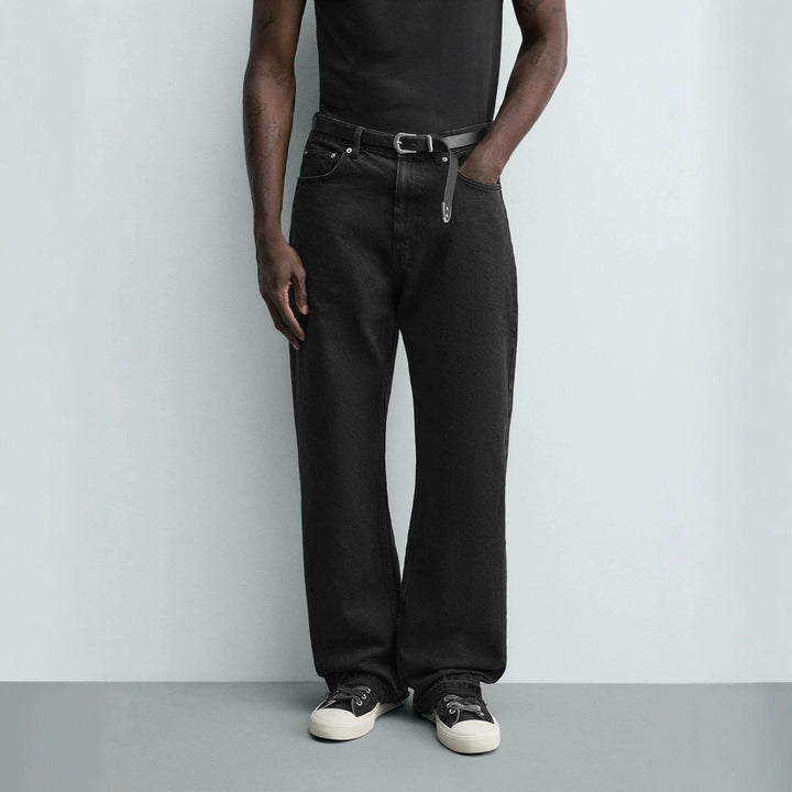 Men's straight-cut jeans with a high rise and vintage-washed effect Amarae