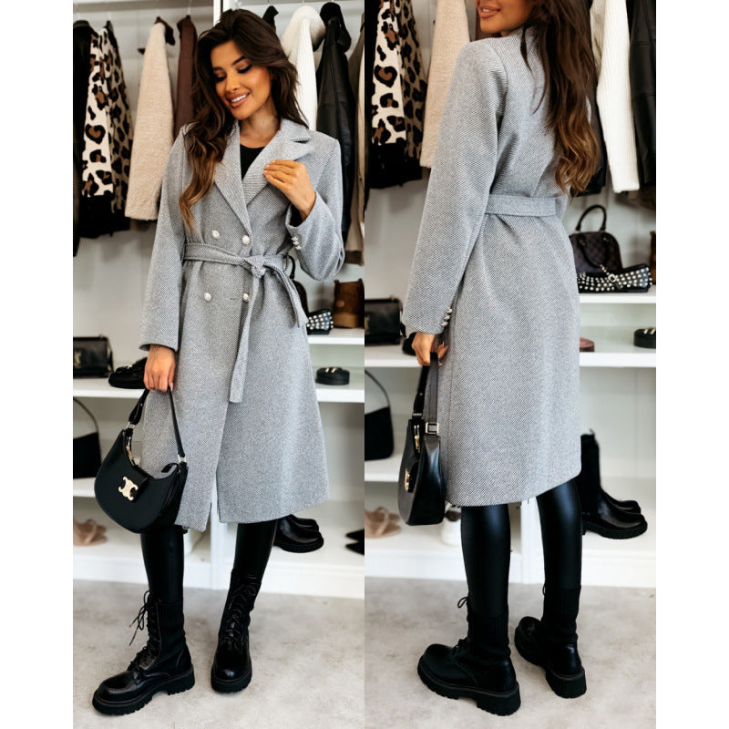 Women elegant trench coat with asymmetric cut and belt Lune London