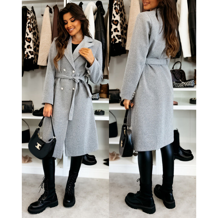 Women elegant trench coat with asymmetric cut and belt Lune London