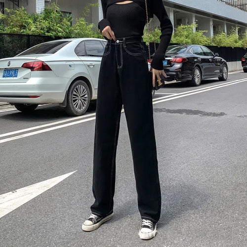 Jean femme taille haute à jambe large Chic & Stil