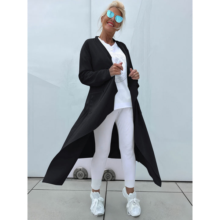Women's Long Flowing Long Cardigan with Waterfall Hem and Pockets Amarae
