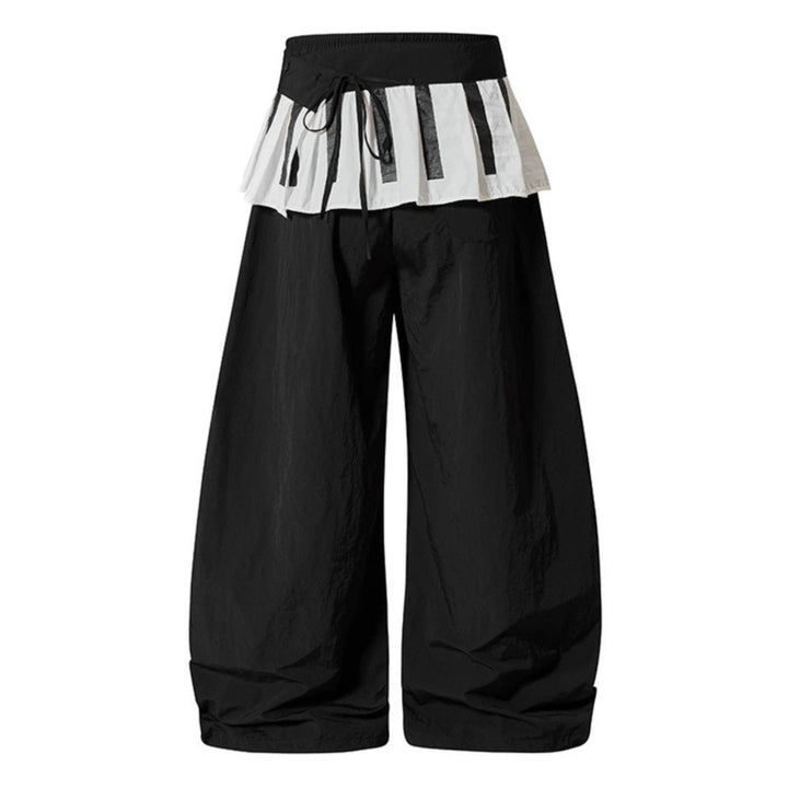 Women's Wide Culotte Pants with Ruffle Waistband, Drawstring and Balloon Leg Amarae