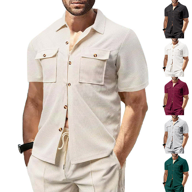 Short sleeve utility shirt for men with practical chest pockets Lune London