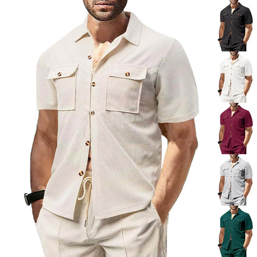 Short sleeve utility shirt for men with practical chest pockets Amarae