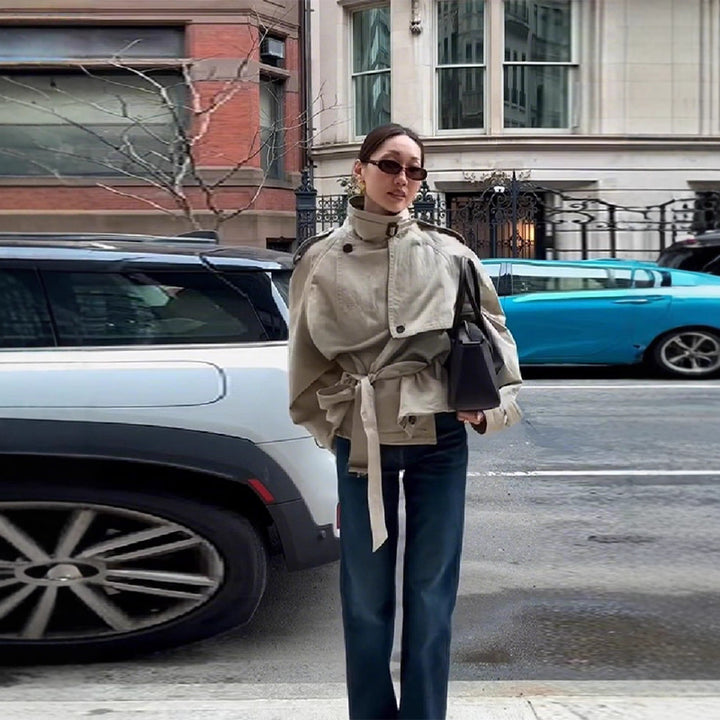 Veste surdimensionnée à la mode pour femmes avec ceinture Chic & Stil