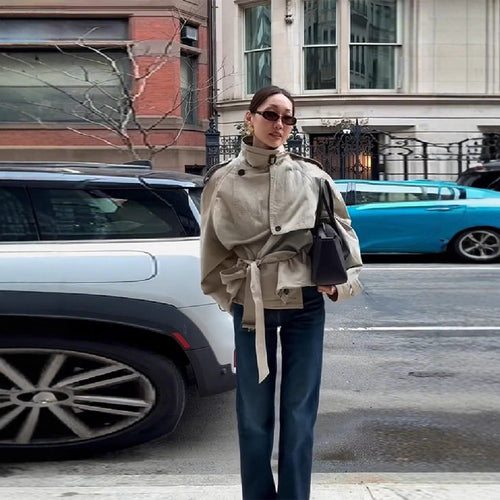 Veste surdimensionnée à la mode pour femmes avec ceinture Chic & Stil