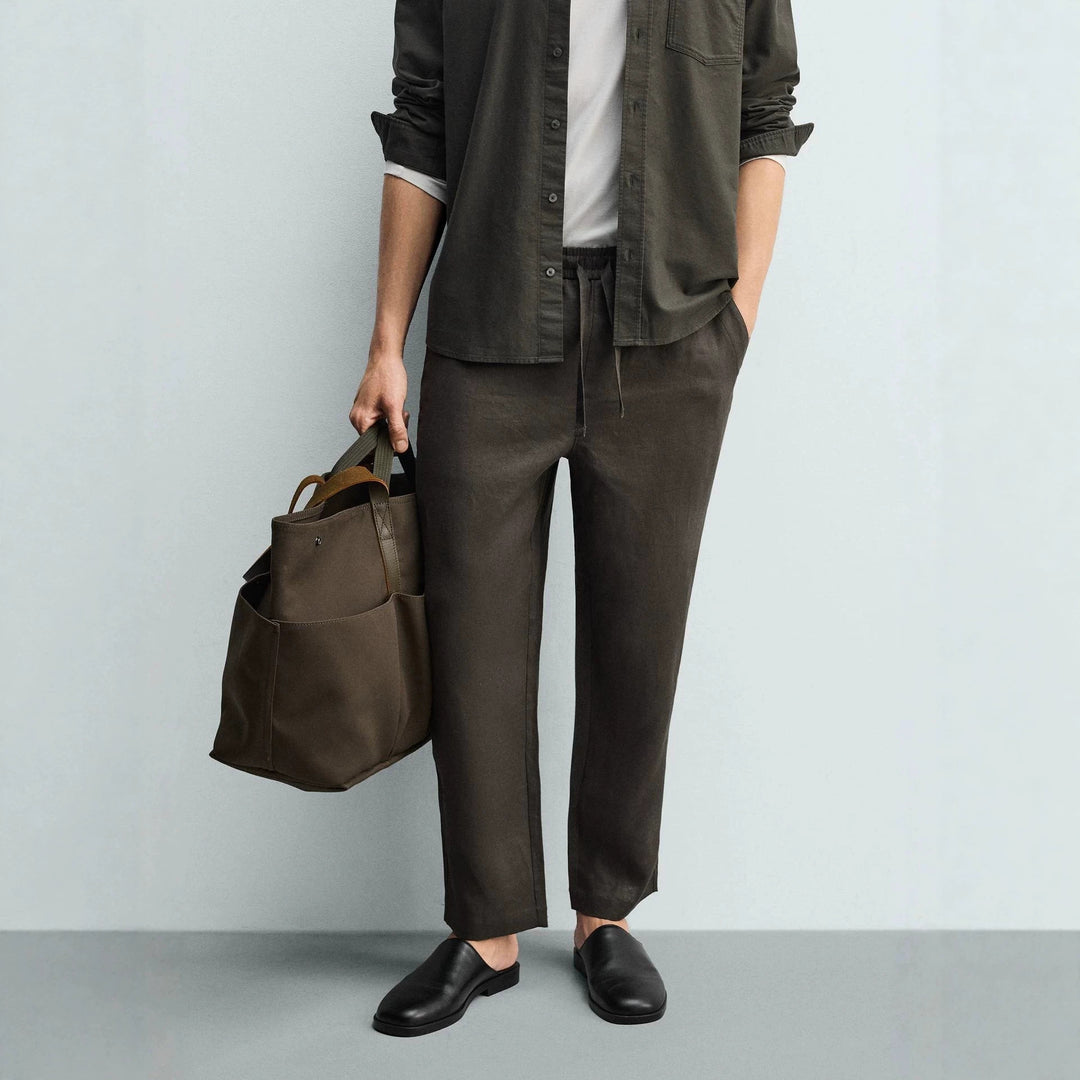 Men's linen pants with elastic waistband and drawstring Amarae