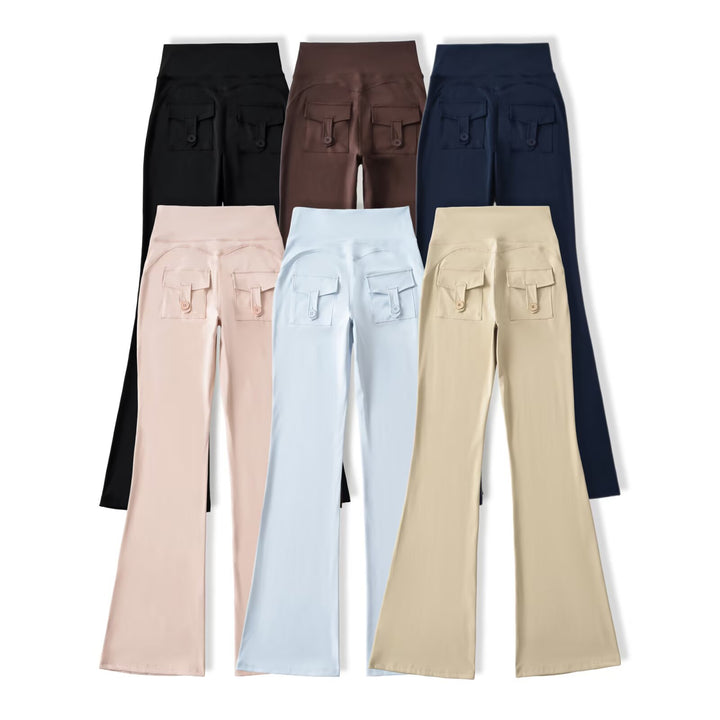 Ladies High-Waisted Flared Yoga Pants with Shaped Waist Amarae