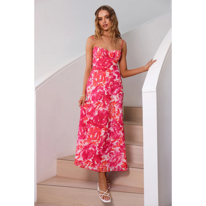 Maxi dress with adjustable straps Floral Lune London for women